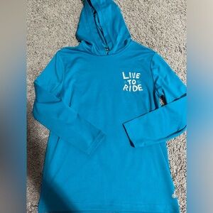 Tek Gear Blue skateboarding live to ride hooded t-shirt size small (8) youth boy